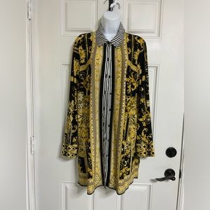 D4- SUSAN GRAVER Boho Striped Slinky Knit Shirt Dress